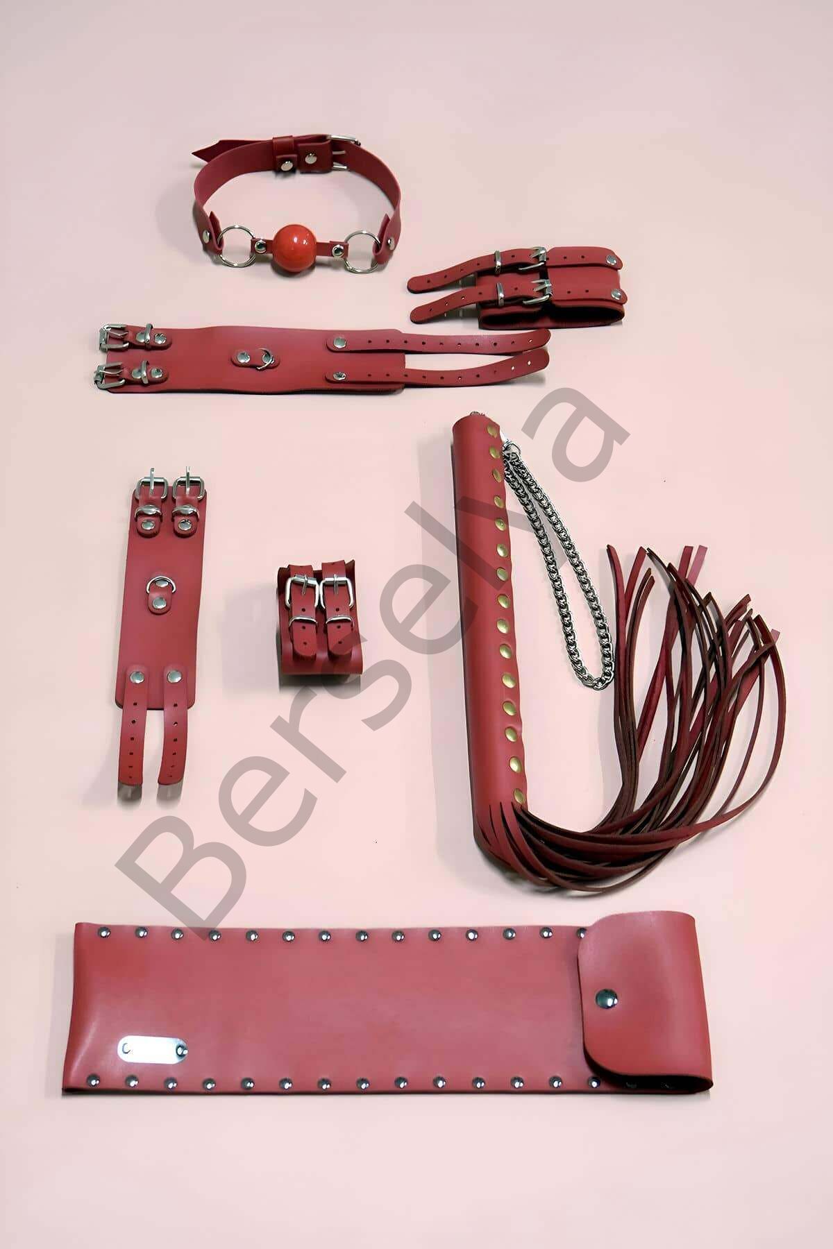 Kırbaç Kelepçe Takım 4'lü Set, El - Ayak Kelepçesi, Kırbaç, Ağız Topu - Brf1306