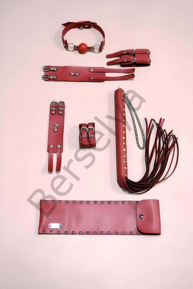 Kırbaç Kelepçe Takım 4'lü Set, El - Ayak Kelepçesi, Kırbaç, Ağız Topu - Brf1306