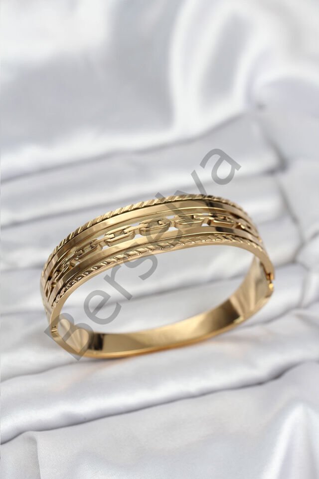 316L Çelik Gold Renk Vintage Model Kadın Kelepçe Bileklik