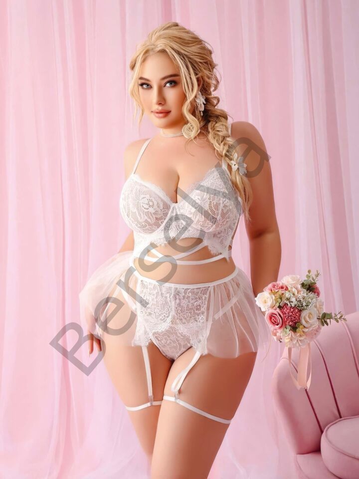 Kadın Büyük Beden Jartiyerli Tüllü Erotik Fantezi Dantelli Gecelik 8009