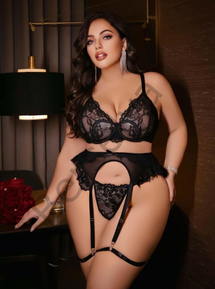 Kadın Büyük Beden Dantel Detaylı Fantezi Jartiyer Takımı 8010