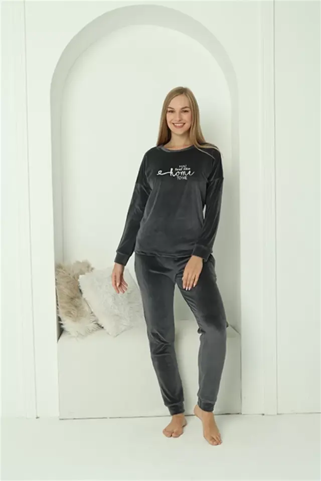 Kadın Kadife Füme Pijama Takım