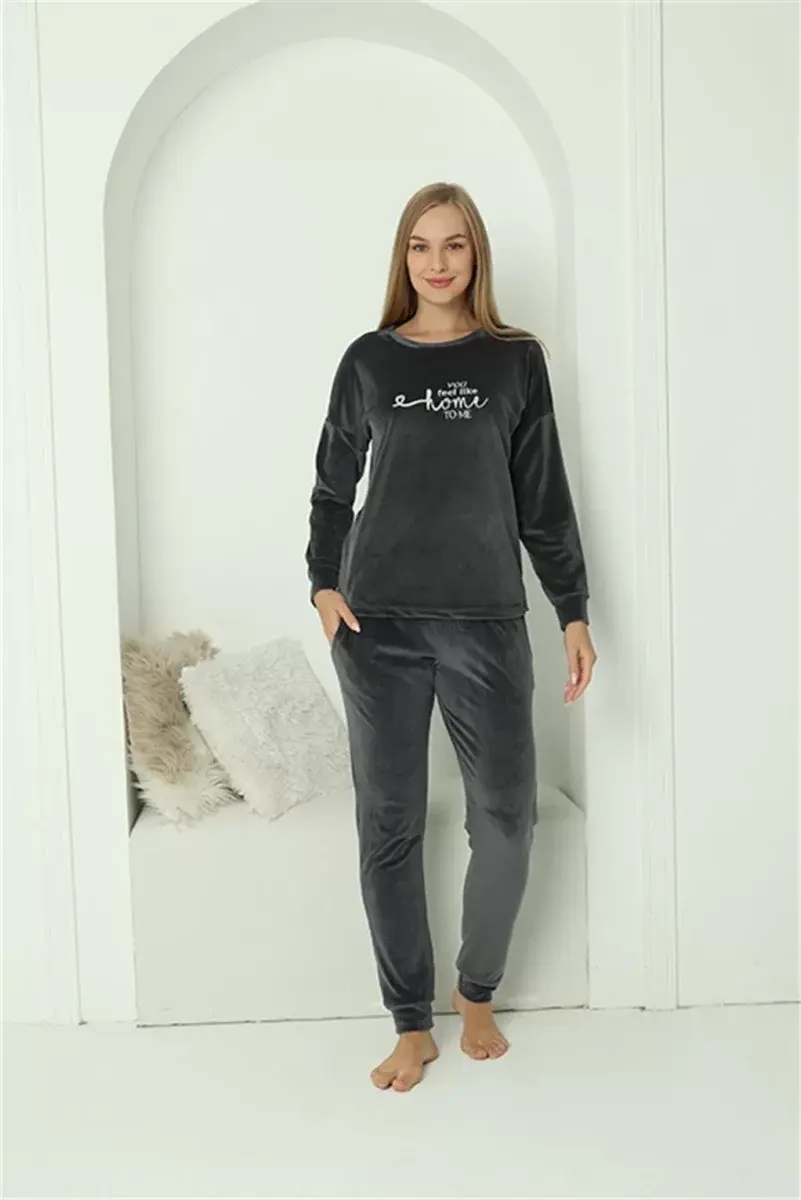 Kadın Kadife Füme Pijama Takım