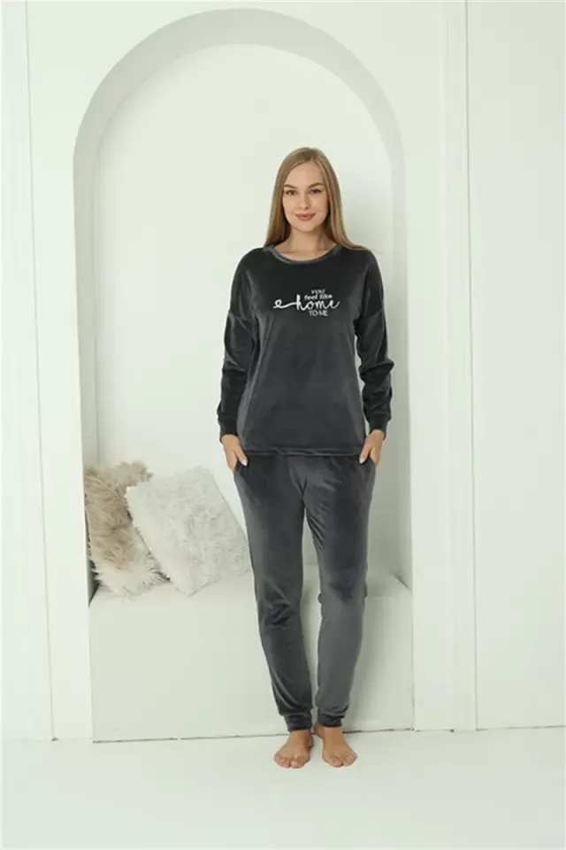 Kadın Kadife Füme Pijama Takım