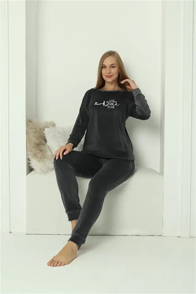 Kadın Kadife Füme Pijama Takım