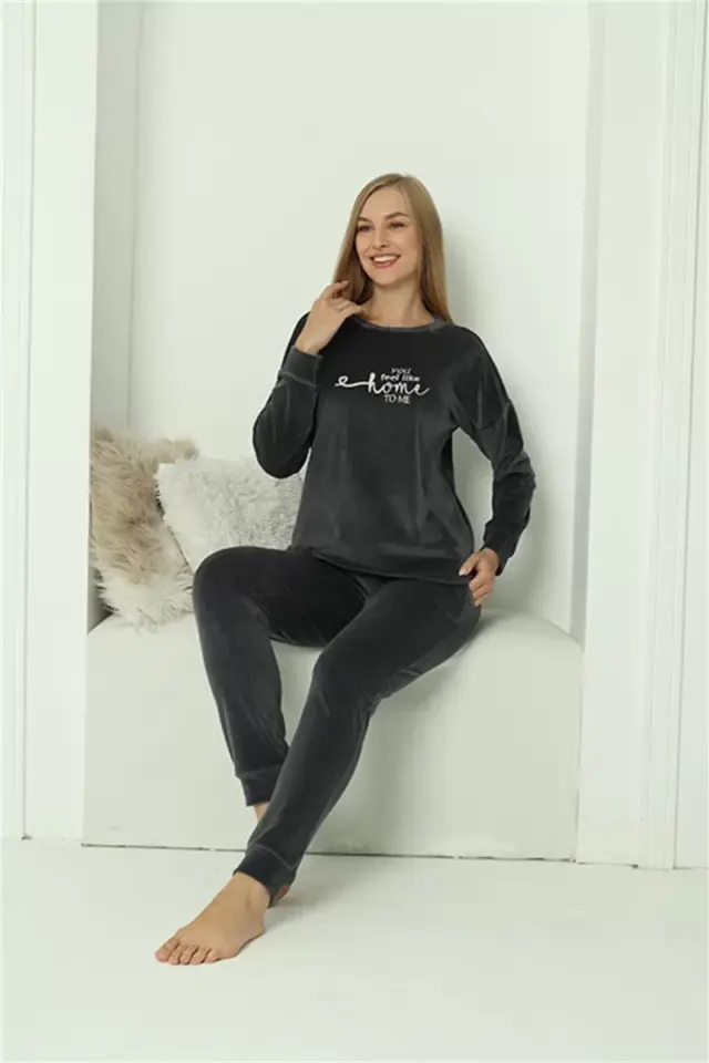 Kadın Kadife Füme Pijama Takım