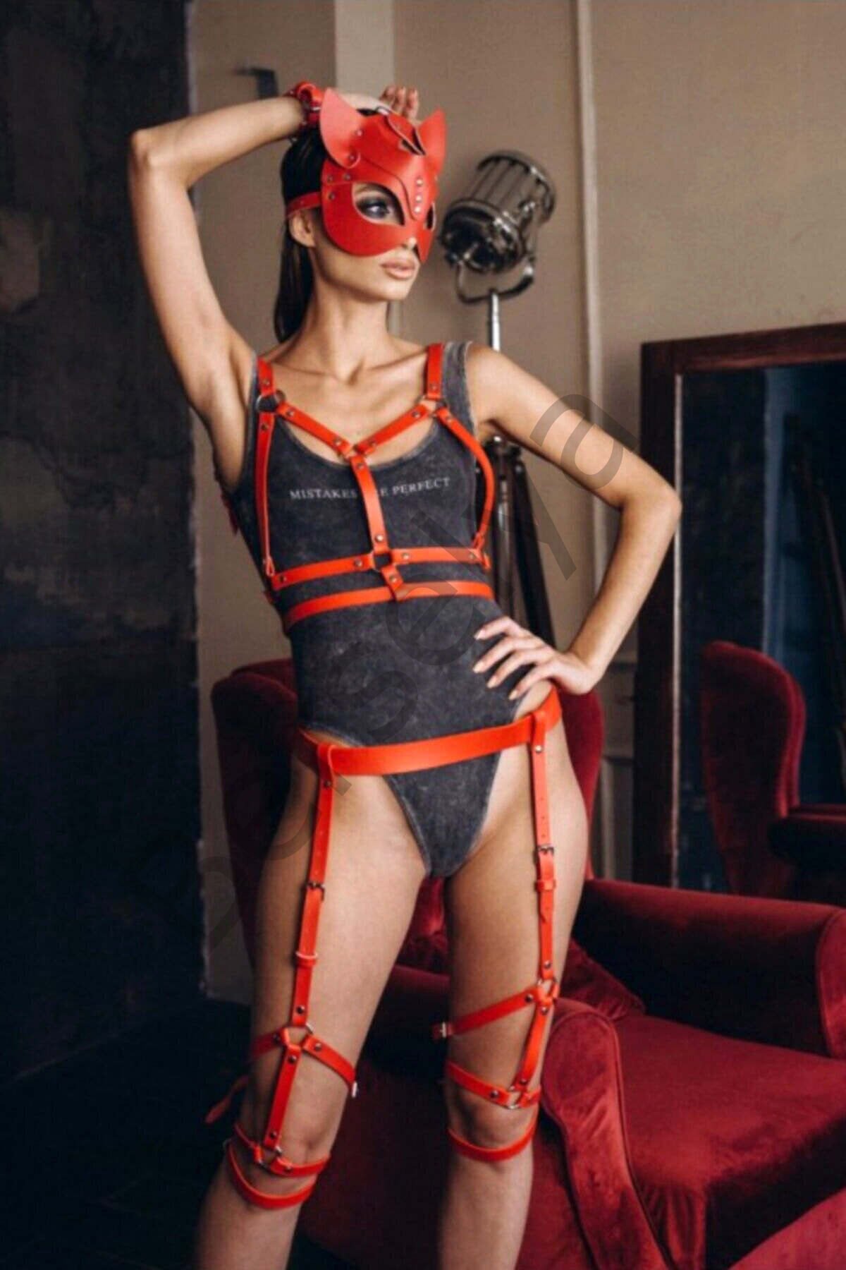 Fantazi Deri Harness Ve Maske Takım - Brf780