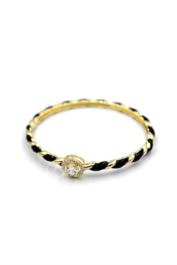 Mineli Taşlı Bilezik - Siyah