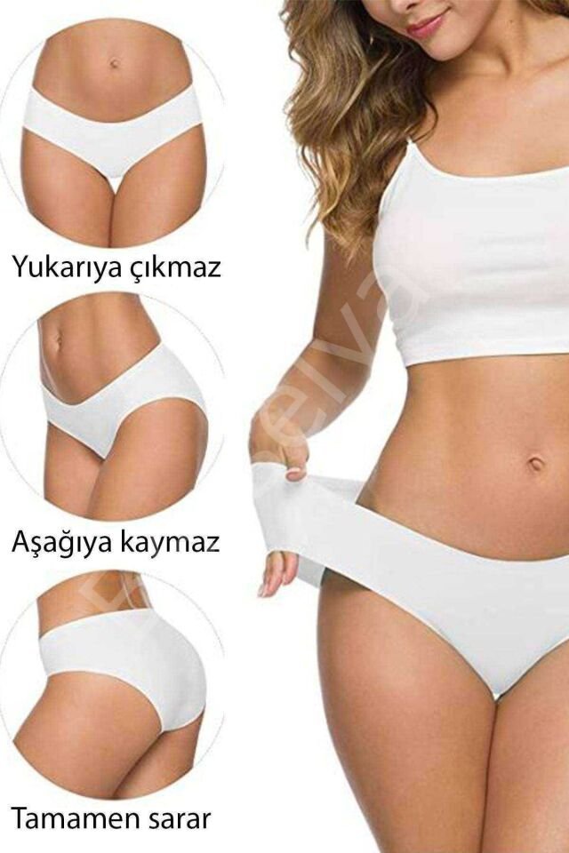 2 Adet Kadın Dikişsiz Lazer Kesim Esnek İz Yapmayan Külot S3