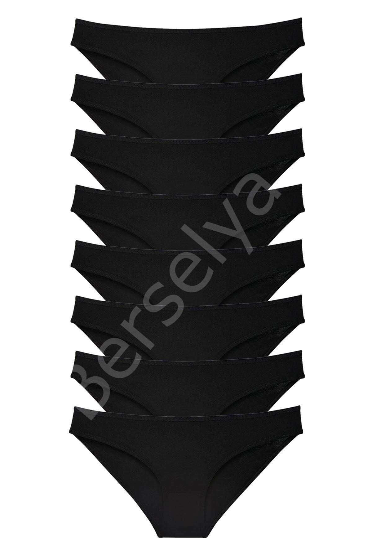 8 adet Süper Eko Set Likralı Kadın Slip Külot Siyah L