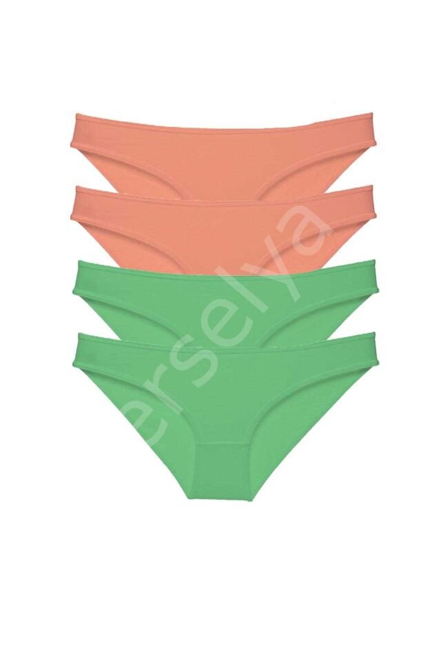 4 Adet Eko Set Likralı Kadın Slip Külot Pudra Yeşil