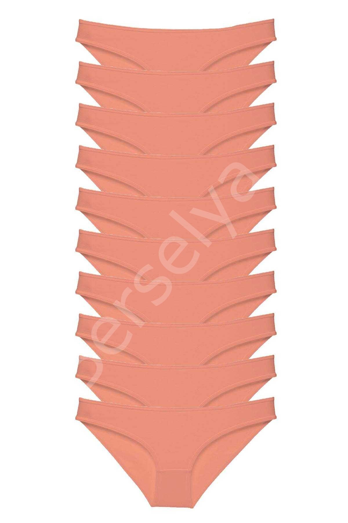 10 Adet Süper Eko Set Likralı Kadın Slip Külot Pudra