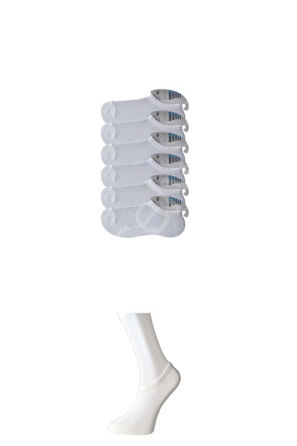 Beyaz Erkek Görünmez Çorap 6 çift