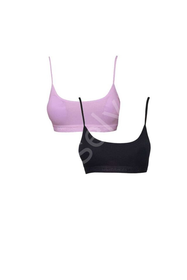 Pedli İp Askılı Pembe ve Siyah Büstiyer 2 adet L-XL
