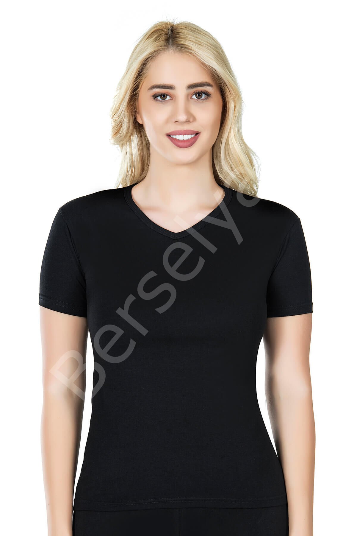 Yarım Kol V Yaka Kadın Tişört 227