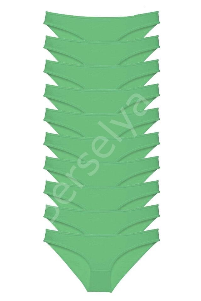 10 Adet Süper Eko Set Likralı Kadın Slip Külot Yeşil