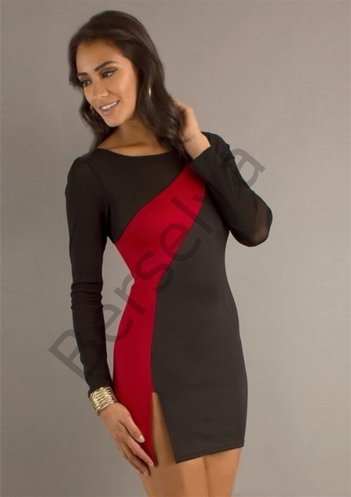 B100885 Yırbrfaçlı Kontra Elbise