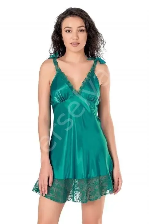 Arias Closet Zümrüt Kısa Saten Gecelik 8121