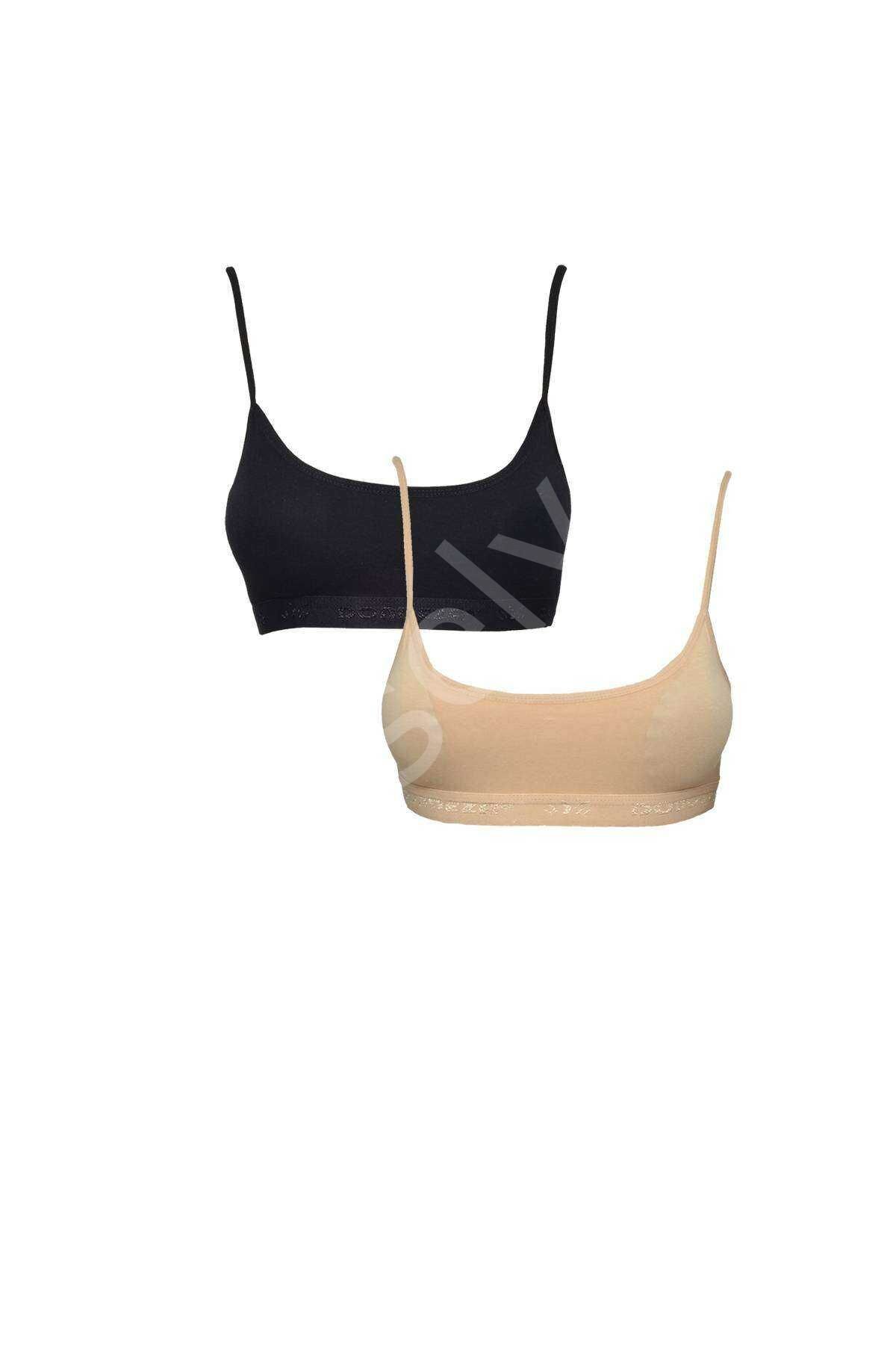 Pedli İp Askılı Siyah ve Ten Rengi Büstiyer 2 adet L-XL