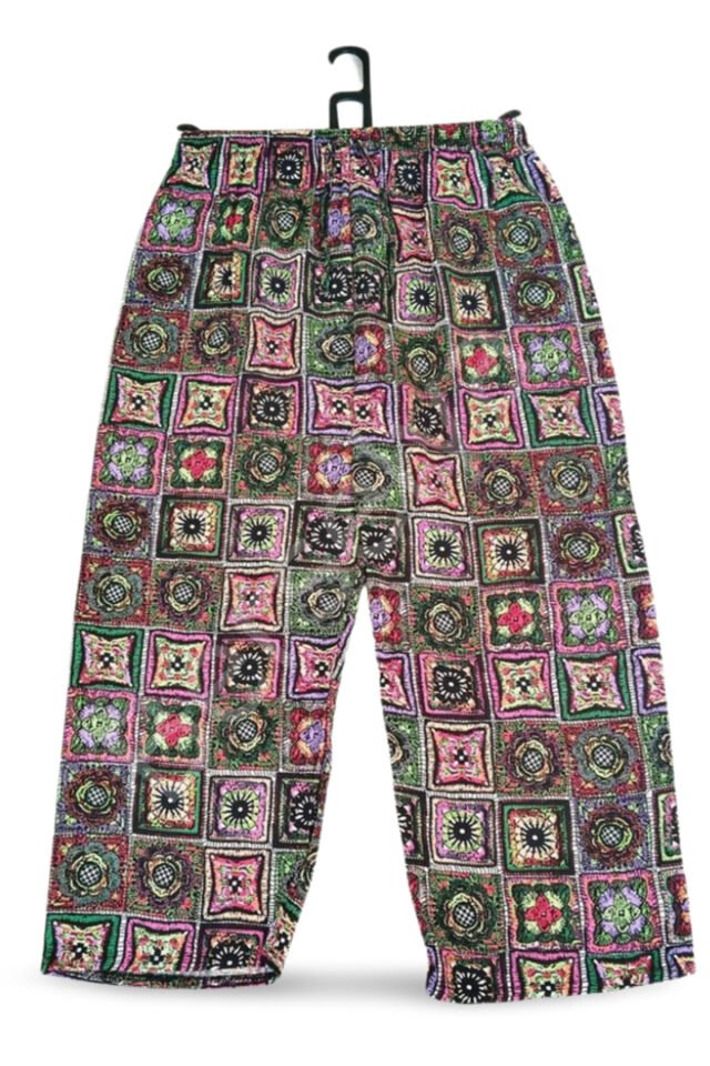 İthal Viskon Geniş Paça Şık Etnik Otantik Desenli Pantolon - Royaleks - Desen1 XL
