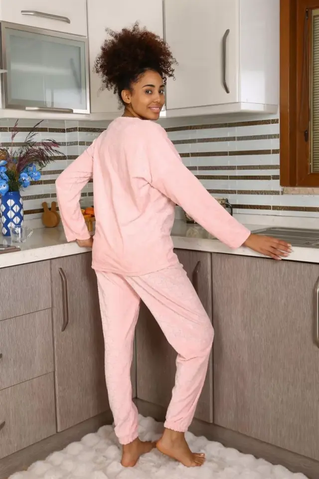 Kadın Kadife Pijama Takım Pembe