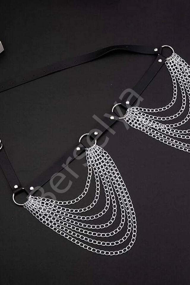Zincirli Deri Harness Sexi Takım Kostüm 800396