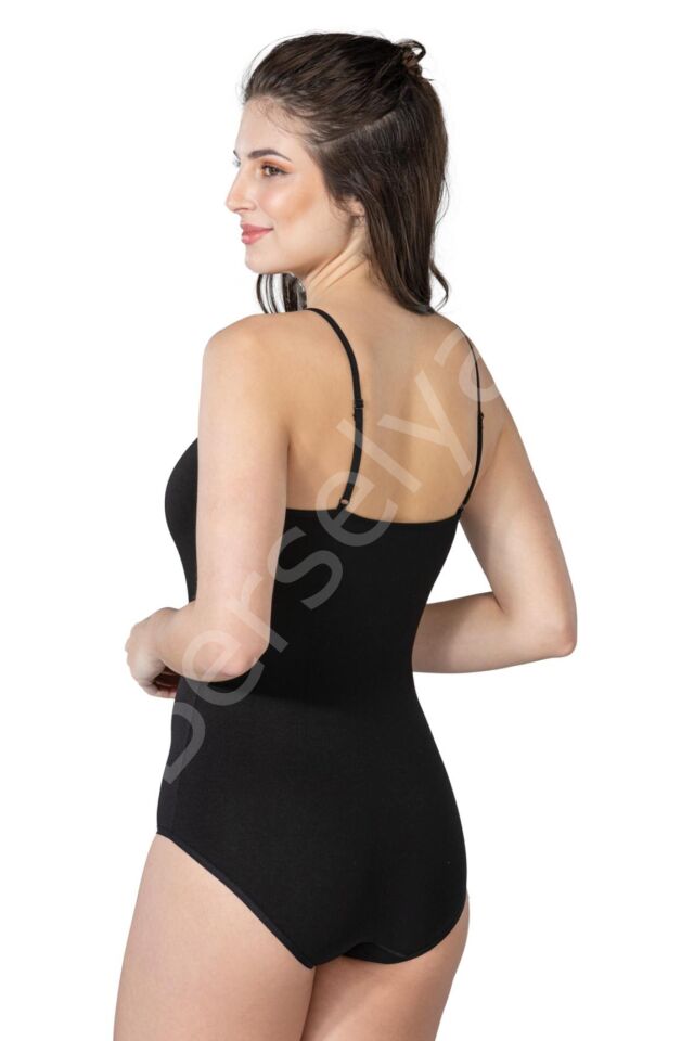 Siyah Mı Emay 1415 Modal Cotton Çıtçıtlı İnce Askılı Body