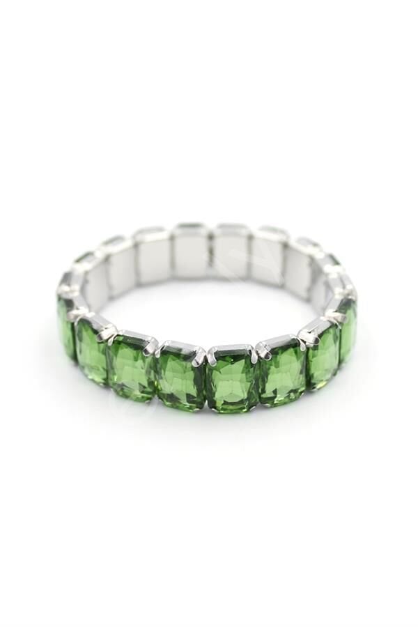 Lastikli Taşlı Bilezik - Yeşil