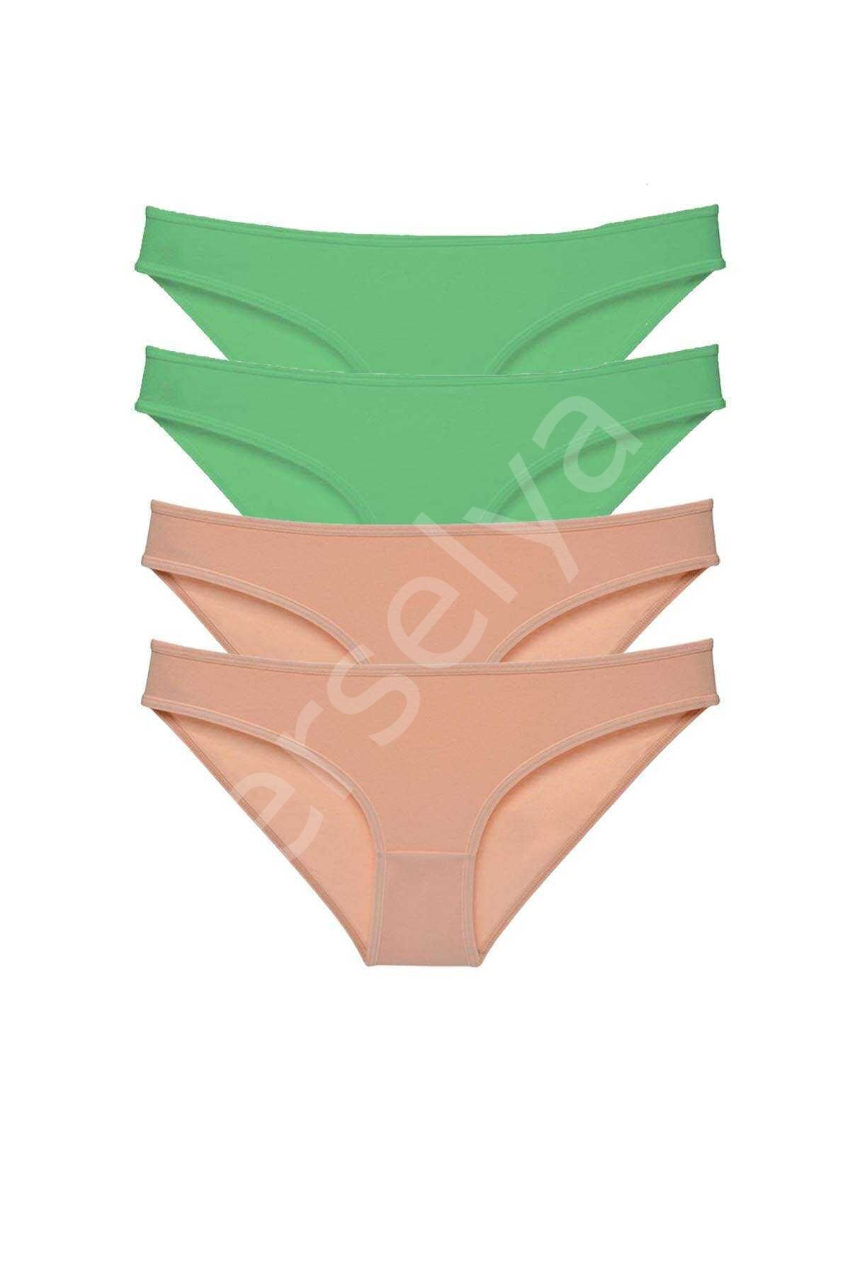 4 Adet Süper Eko Set Likralı Kadın Slip Külot Yeşil Ten