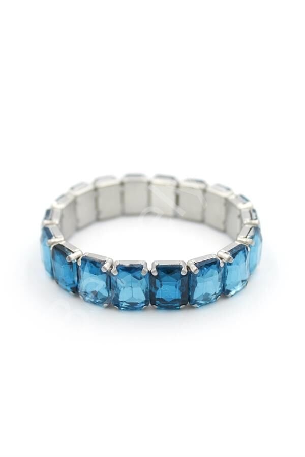 Lastikli Taşlı Bilezik - Mavi