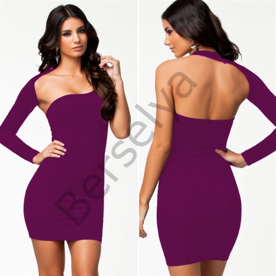 B100833 Asimetrik Mini Elbise