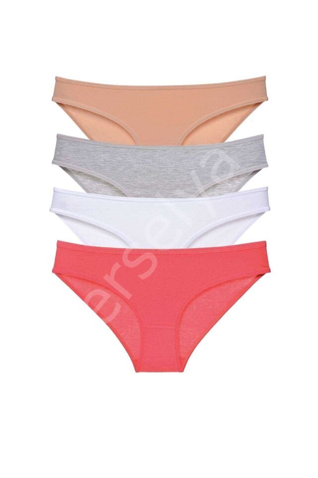 4 Adet Süper Eko Set Likralı Kadın Slip Külot Ten Gri Beyaz Fuşya