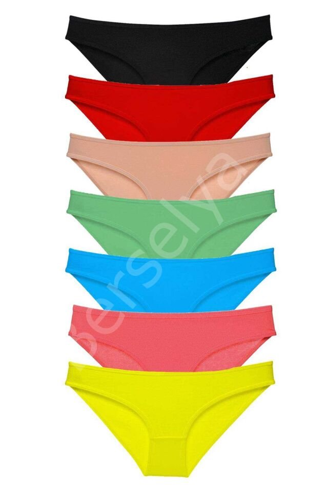7 adet Süper Eko Set Likralı Kadın Slip Külot Çok Renkli