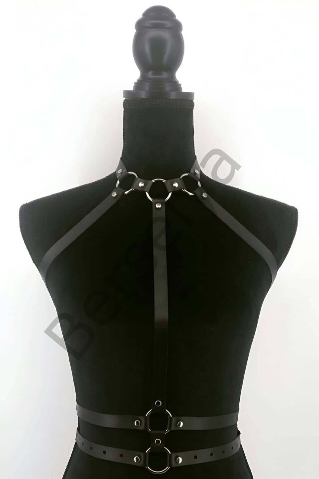 Tasma Ve Bel Detaylı Şık Deri Harness - Brf545