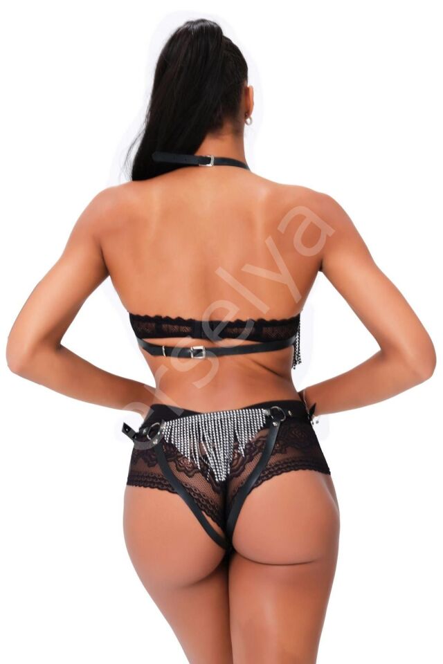 Taş Püsküllü Harnes Şık Fantezi Sexi Takım 800336