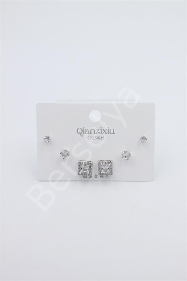 Çoklu Set Küpe - Gümüş Gümüş