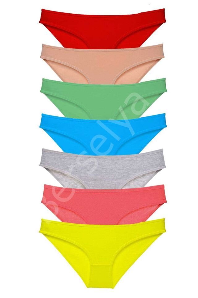 7 adet Süper Eko Set Likralı Kadın Slip Külot Çok Renkli