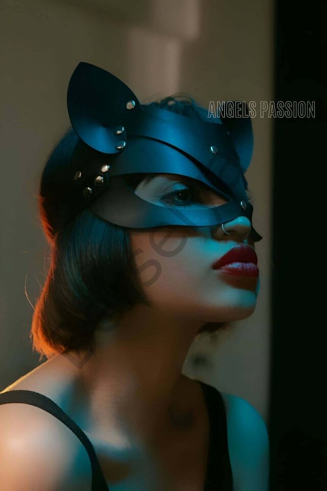 Deri Kedi Maskesi - Deri Maske - Seksi Maske - Brf558