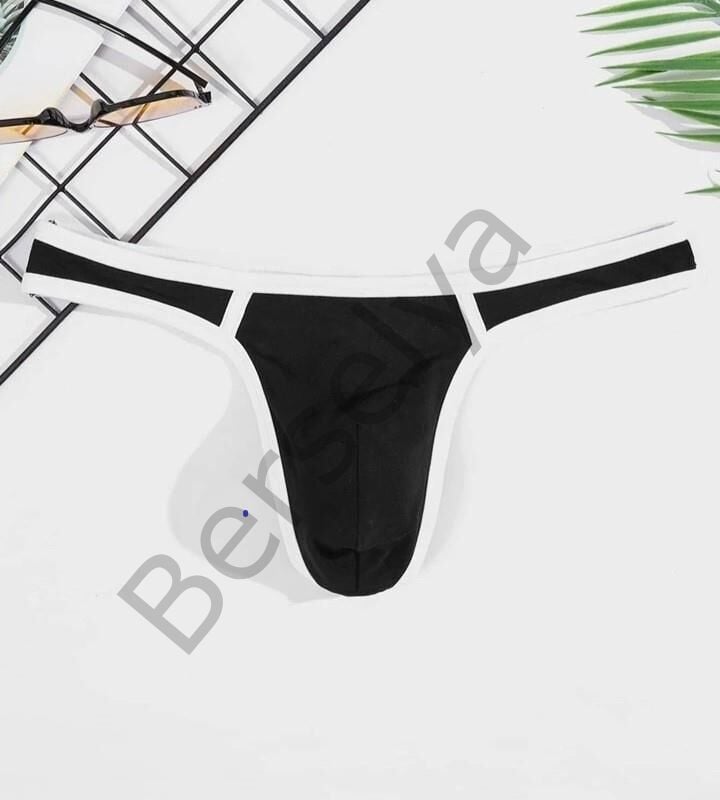 Erkek  Biyeli Siyah Tanga