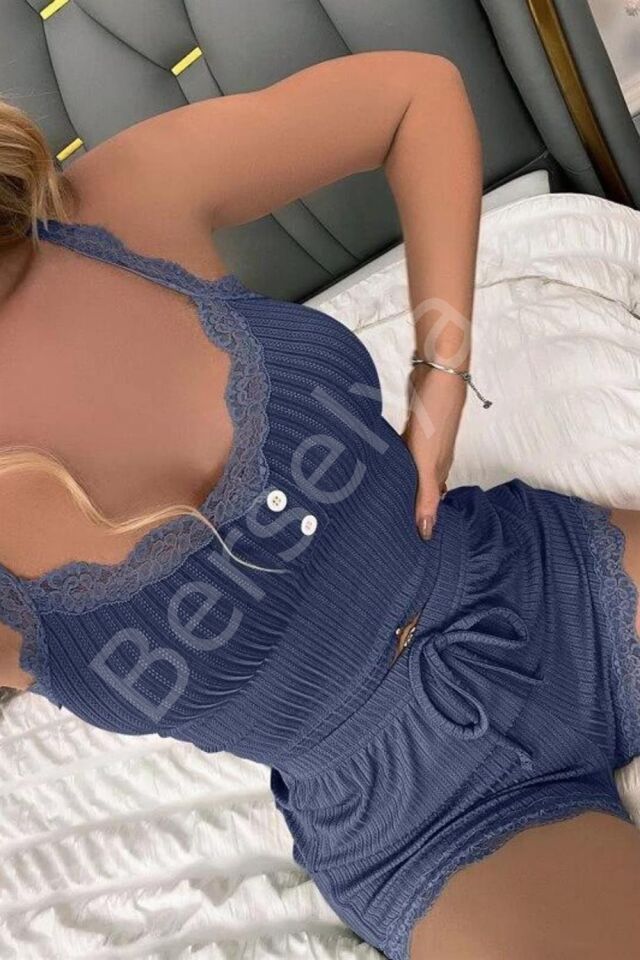 Viskon Safir Dantel Detaylı Şık Şortlu Takım 7013