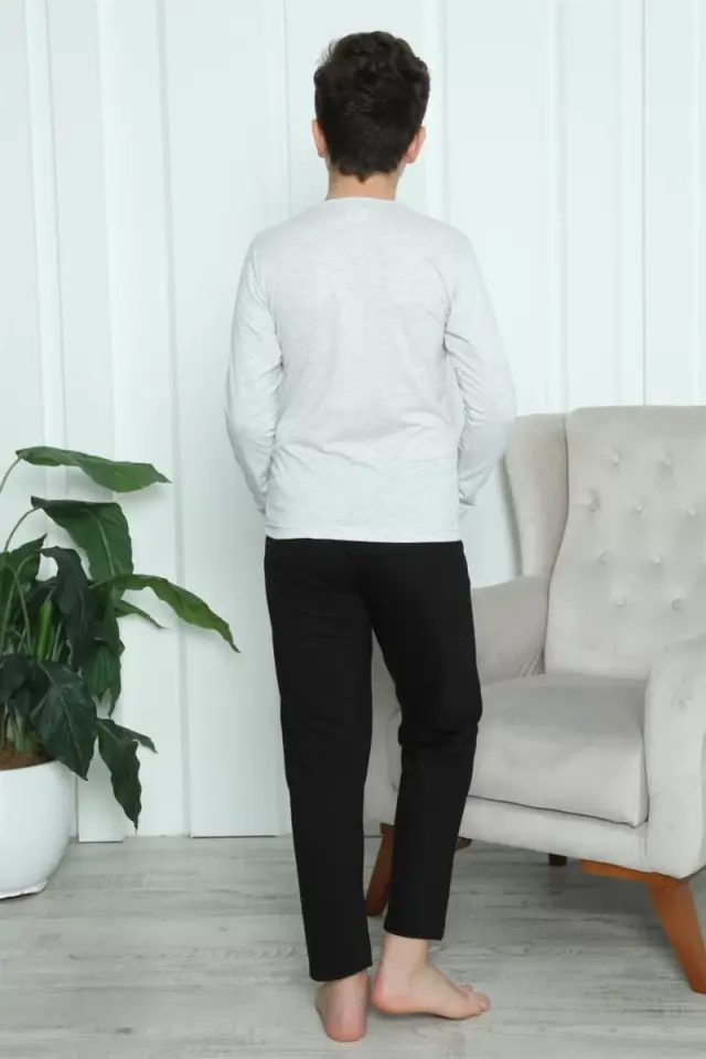 Erkek Çocuk Penye Pijama Takım Gri