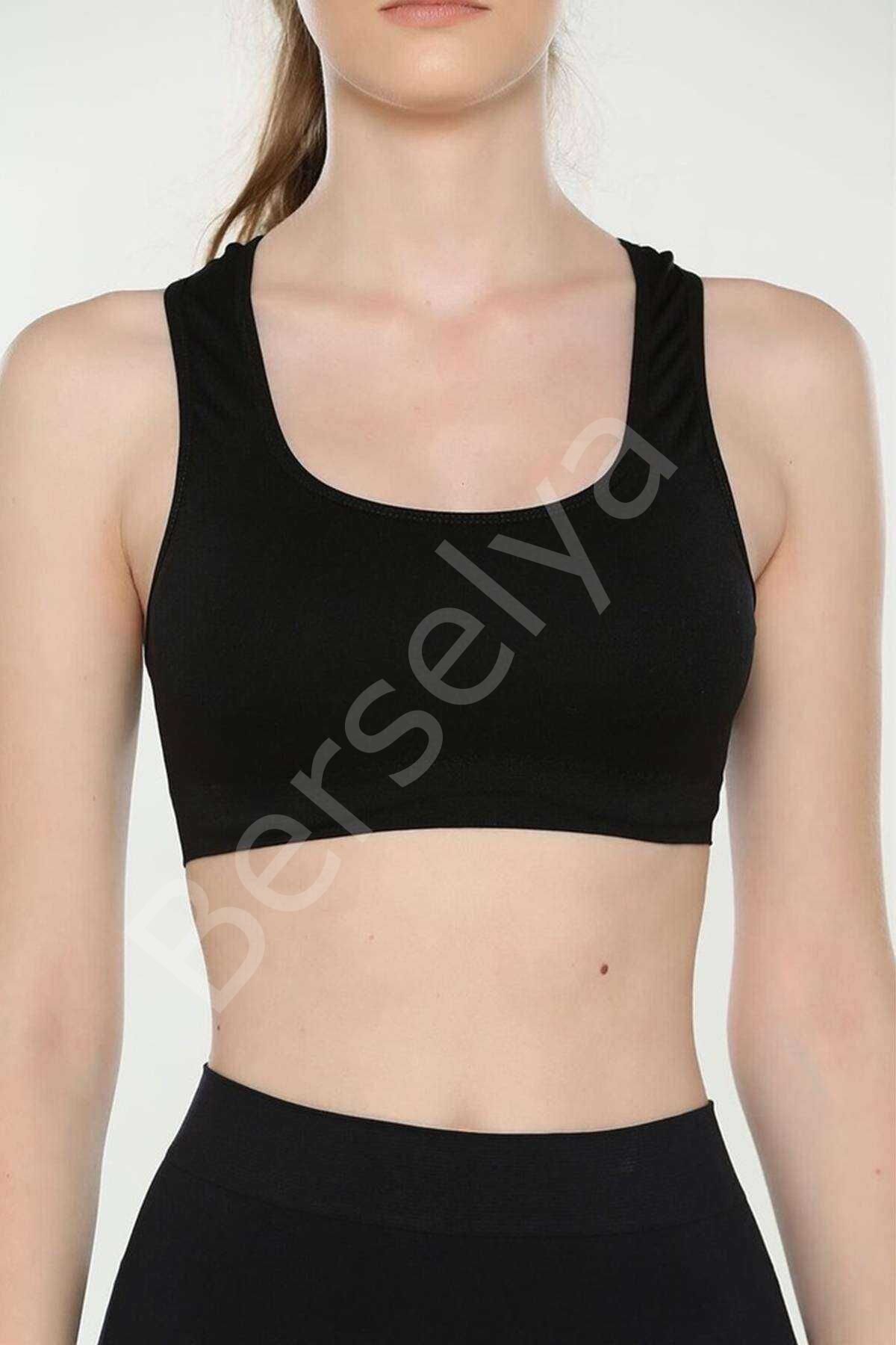 Elite Life Geniş Askılı Kadın Destekli Sporcu Büstiyer Siyah Sütyen 777