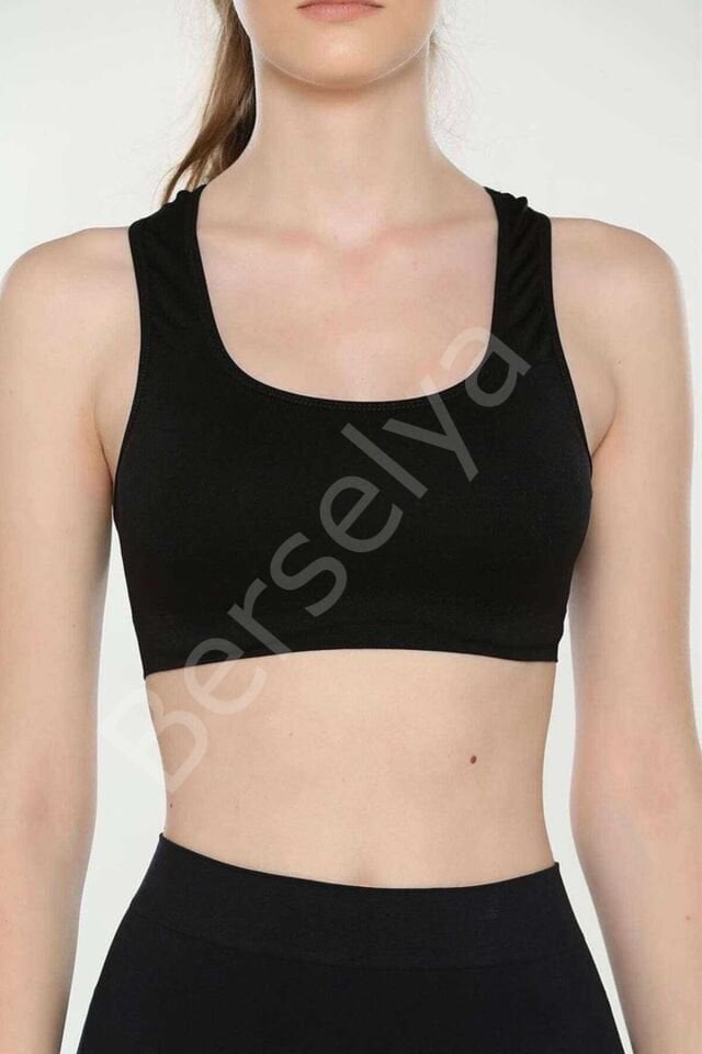 Elite Life Geniş Askılı Kadın Destekli Sporcu Büstiyer Siyah Sütyen 777