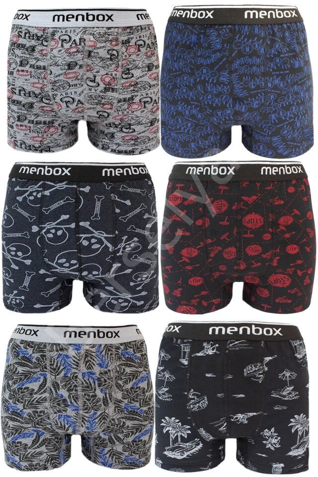 6 Adet Likralı Erkek Boxer Karışık Desenli Pamuklu