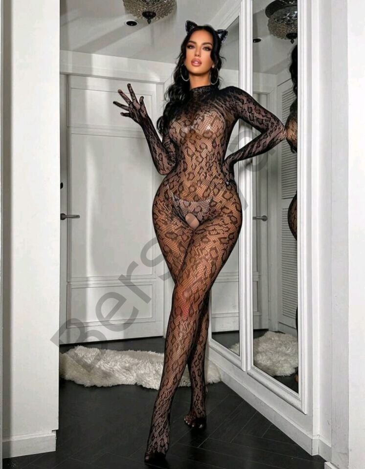 Leopar Desen Vücut Çorabı