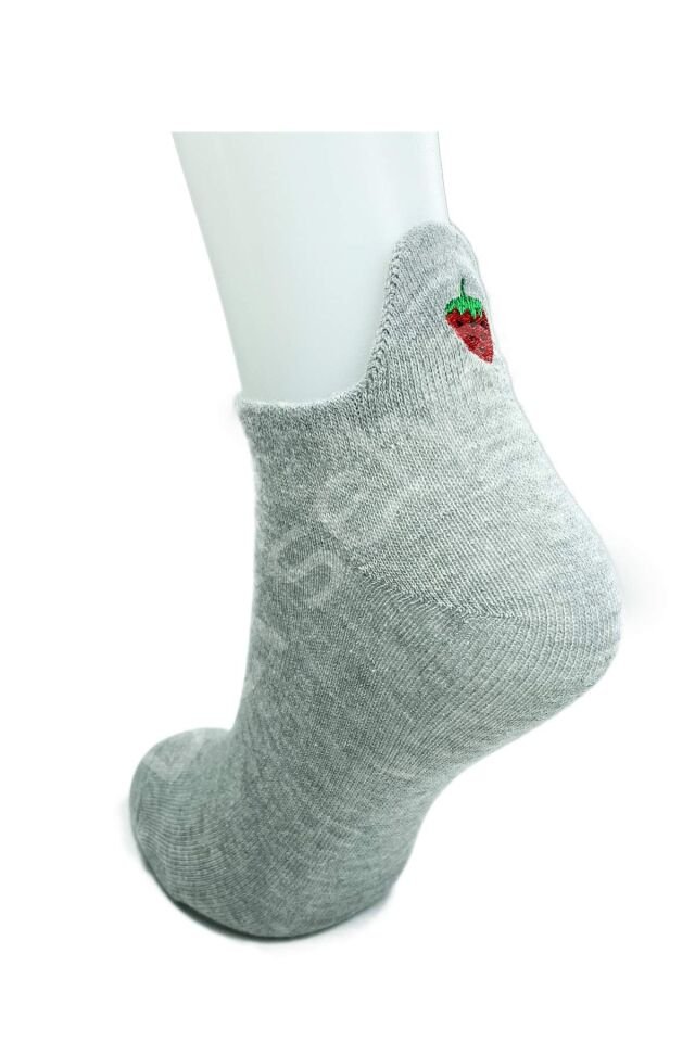6 Çift Çilek Nakış Baskılı Pamuklu Yumuşak Kadın Bilek Çorap