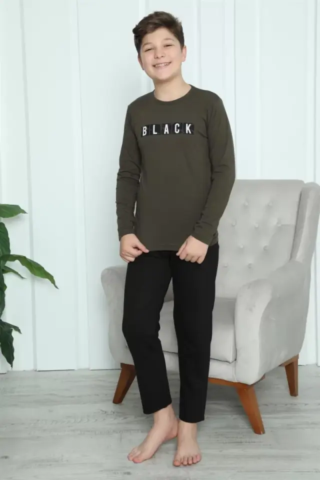 Erkek Çocuk Penye Pijama Takım Haki