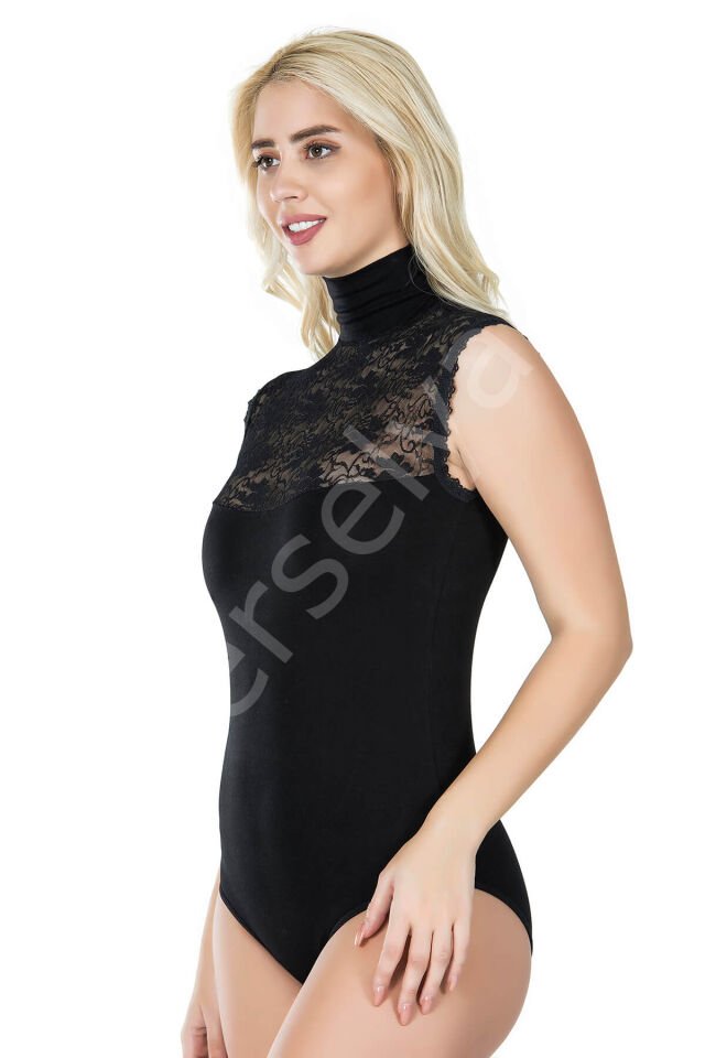 Sıfır Kol Balıkçı Yaka Kadın Body 343