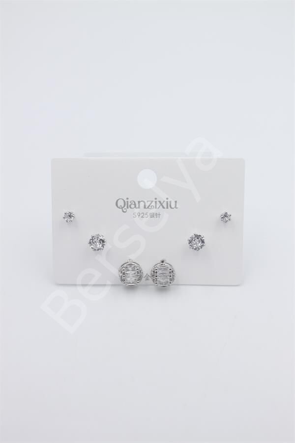 Çoklu Set Küpe - Gümüş Gümüş