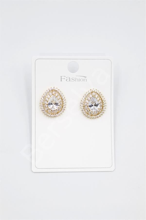 Damla Taşlı Küpe - Altın